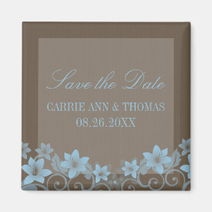 Blue Rustic Floral Save the Date Magnet
