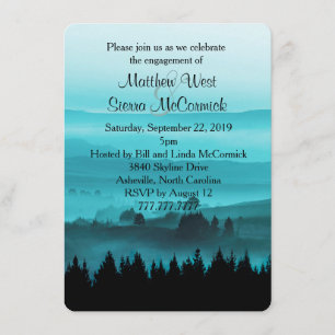 Blue Rustic Mountain Engagement Party Invitation