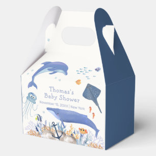 Blue Rustic Ocean Dolphin Whale Boy Baby Shower  Favour Box