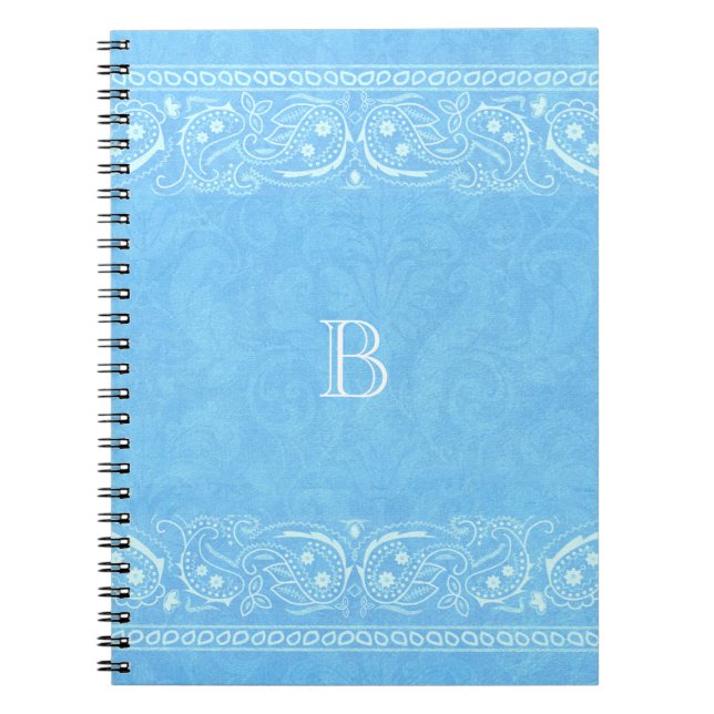 Blue Rustic Paisley Country Western Simple Chic Notebook (Front)