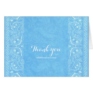 Blue Rustic Paisley Country Western Thank You Card