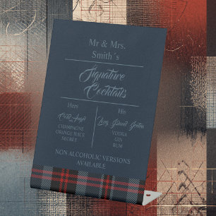 blue Rustic Scottish Tartan Wedding Pedestal Sign