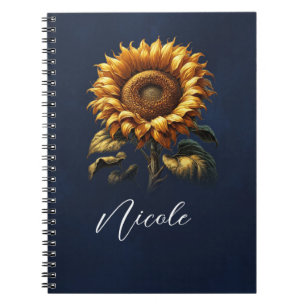 Blue Rustic Sunflower  Notebook