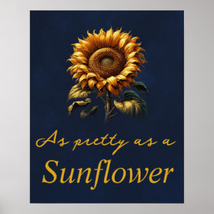 Blue Rustic Sunflower Poster