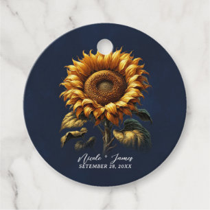 Blue Rustic Sunflower Wedding Bridal Shower  Favour Tags