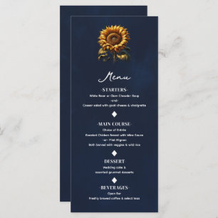 Blue Rustic Sunflower Wedding Menu
