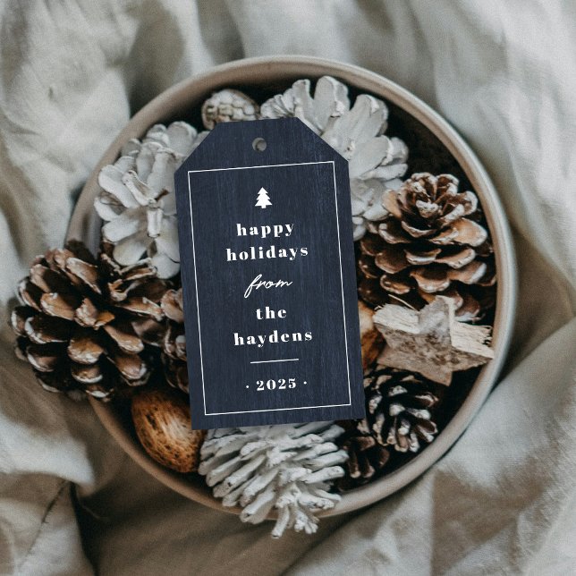 Blue Rustic Tree Woodgrain Christmas Gift Tag (Creator Uploaded)