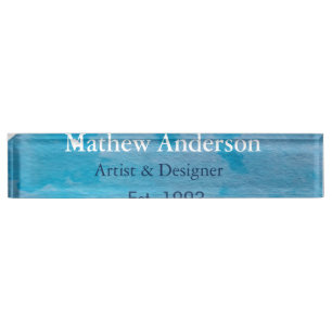Blue rustic watercolor jeans texture add name titl nameplate