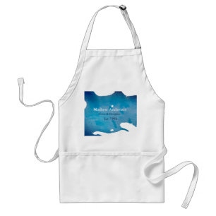 Blue rustic watercolor jeans texture add name titl standard apron