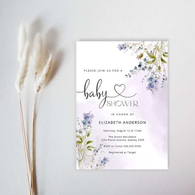 Blue Rustic Wildflower Boy Baby Shower Invitation (Creator Uploaded)