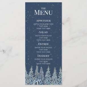 Blue Rustic Winter Forest Wedding Menu
