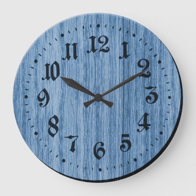 Blue Rustic Wooden Clock (Front)