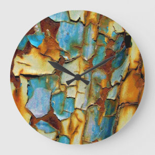Blue Rusty Chipping Paint Wall Clock