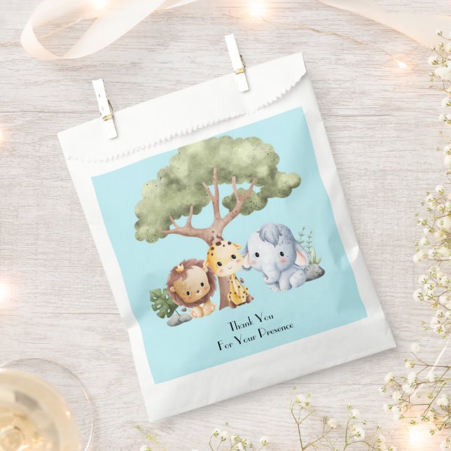 BLUE SAFARI BABY SHOWER FAVOUR BAGS (Clipped)