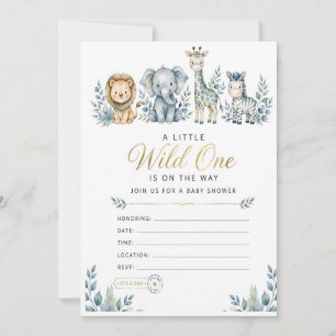 Blue Safari Baby Shower Invitation A Little Wild