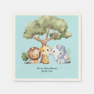 Blue safari baby shower napkin