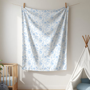 Blue Safari Toile de Jouy Baby Shower Tapestry