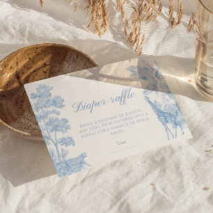 Blue Safari Toile de Jouy Diaper Raffle Ticket  Enclosure Card