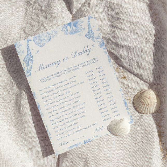 Blue Safari Toile de Jouy Mommy or daddy Games (Creator Uploaded)