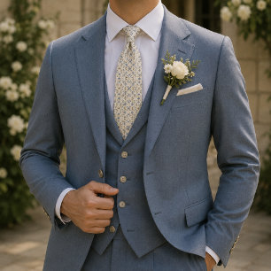 Blue & Sage Botanical Garden Wedding Tie