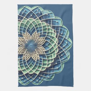 Blue & Sage Medallion - Abstract Tea Towel
