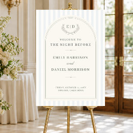 Blue & Sage Night Before Striped Wedding Welcome