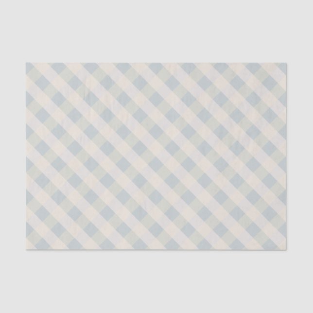 Blue Sage, Sage, Cream Check Tissue Paper (Front)