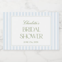 Blue & Sage Striped Bridal Shower Mini Labels