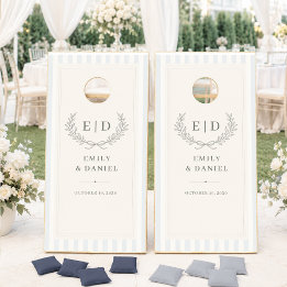 Blue & Sage Striped Monogram Wedding