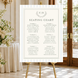 Blue & Sage Striped Monogram Wedding Seating Chart