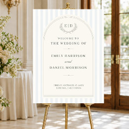Blue & Sage Striped Monogram Wedding Welcome