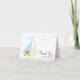 Blue Sailboat Baby Shower Thank You Note Card