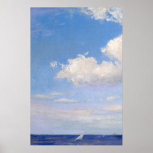Blue Sailboat Seascape Painting Poster