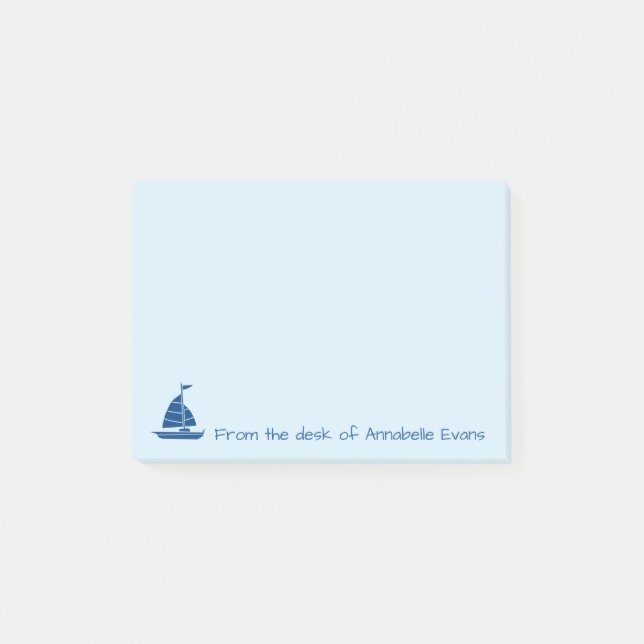 Blue Sailboat Silhouette Post-it Notes (Front)