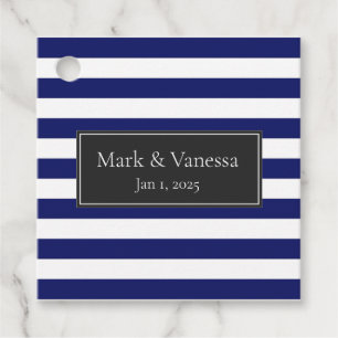 Blue Sailor Stripe Custom Wedding Favour Tags