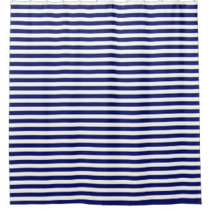 Blue Sailor Stripe (large scale) Shower Curtain