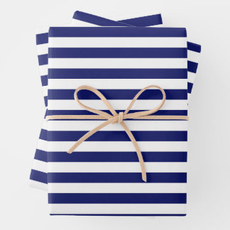 Blue Sailor Stripe (large scale) Wrapping Paper Sheet