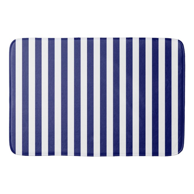 Blue Sailor Stripe (small scale) Bath Mat (Front)