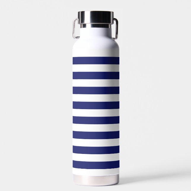 Blue Sailor Stripe Water Bottle (Front)