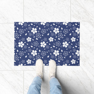 Blue Sakura Pattern Doormat