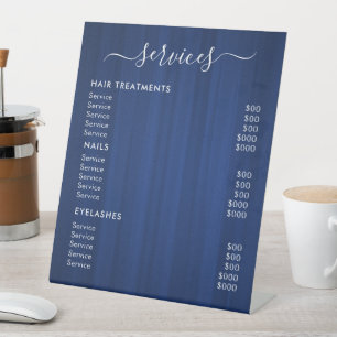 Blue Salon Services Price List Pedestal Sign