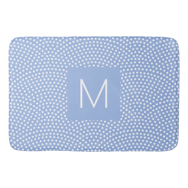 Blue Same Komon (shark skin) Monogrammed Bath Mat (Front)