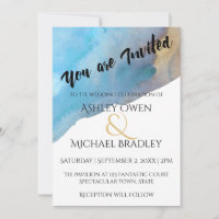 Blue & Sand Abstract Beach Watercolor Wedding 2