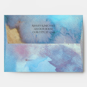 Blue & Sand Abstract Watercolor Beach Matching Envelopes