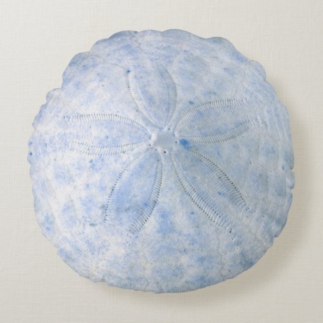 Blue Sand Dollar Nautical Coastal  Round Pillow (Front)