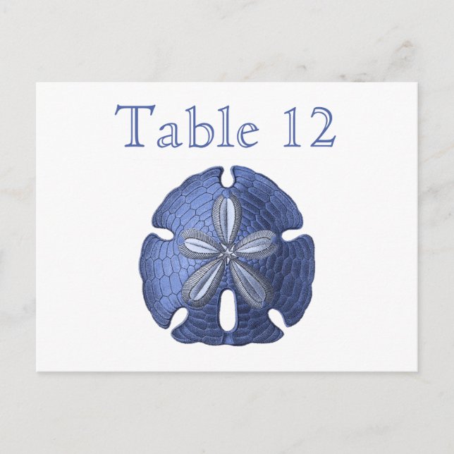 Blue Sand Dollar Reception Table Numbers Postcard (Front)