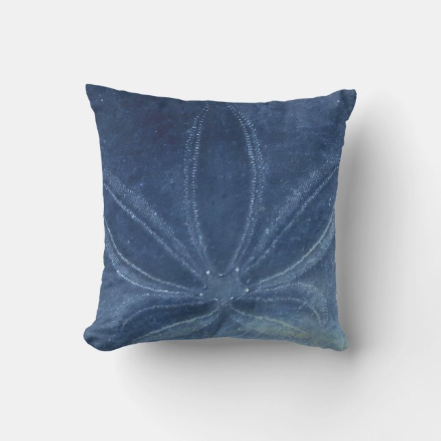 Blue Sand Dollar Throw Pillow (Front)