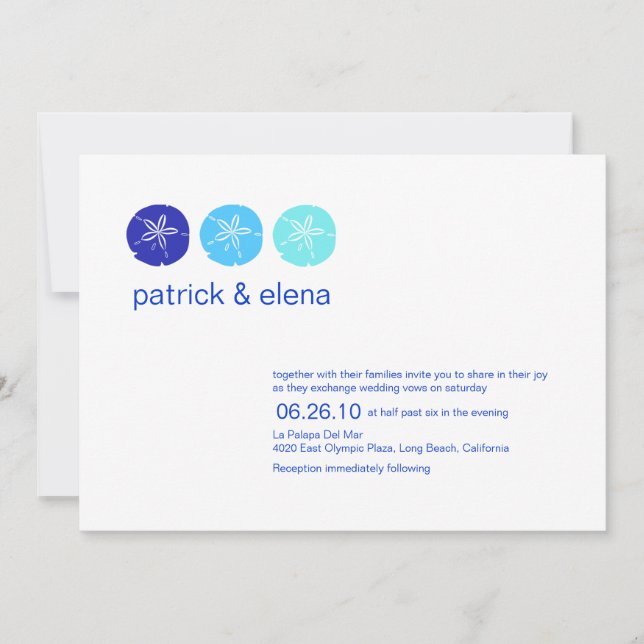 Blue Sand Dollar Wedding Invitation (Front)