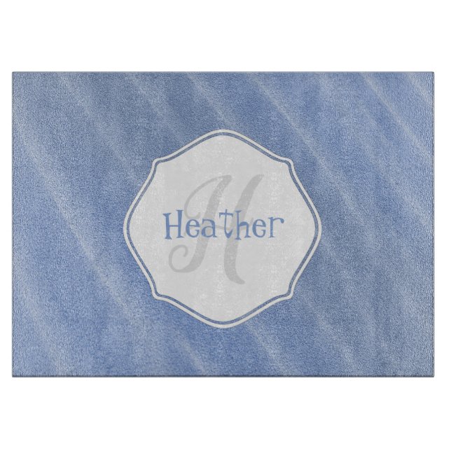 Blue Sand Ripples Personalised Cutting Board (Front)