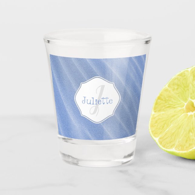 Blue Sand Ripples Personalised Shot glass (Front)